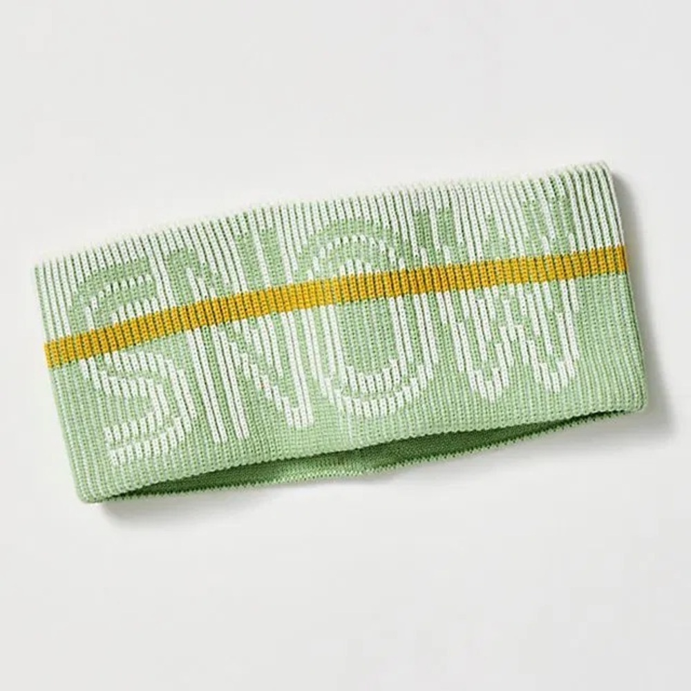 Free People X Falke Snow Green and Yellow Knit Headband Ear Warmer New